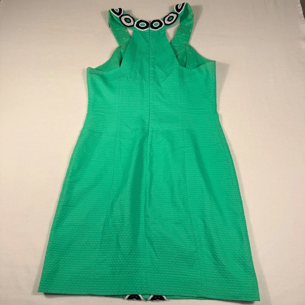 Lilly Pulitzer Trudy Shift Dress 4 Go Go Green Cotton Crochet Circle Trim - Picture 12 of 12